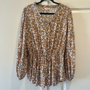 Andrée by Unit Floral Long Sleeve Tunic Blouse Women’s Plus Size 2X